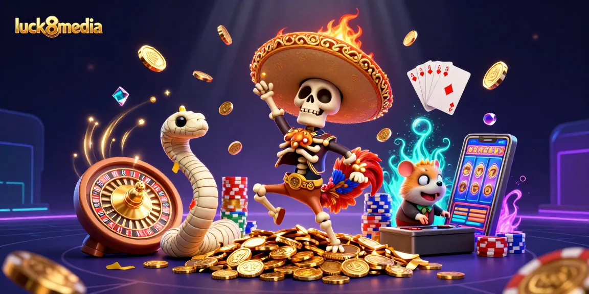 Engage with luck8media at a vibrant casino scene filled with winning games and golden rewards.
