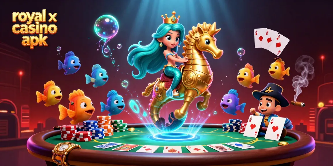 Explore the excitement of royal x casino apk showcasing a vibrant underwater casino scene with poker elements.
