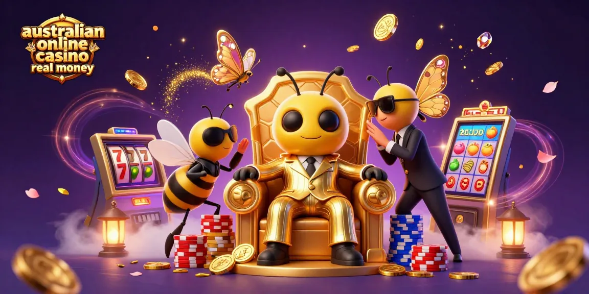 Experience the excitement of an australian online casino real money scene with a bumblebee mob boss and vibrant gaming elements.