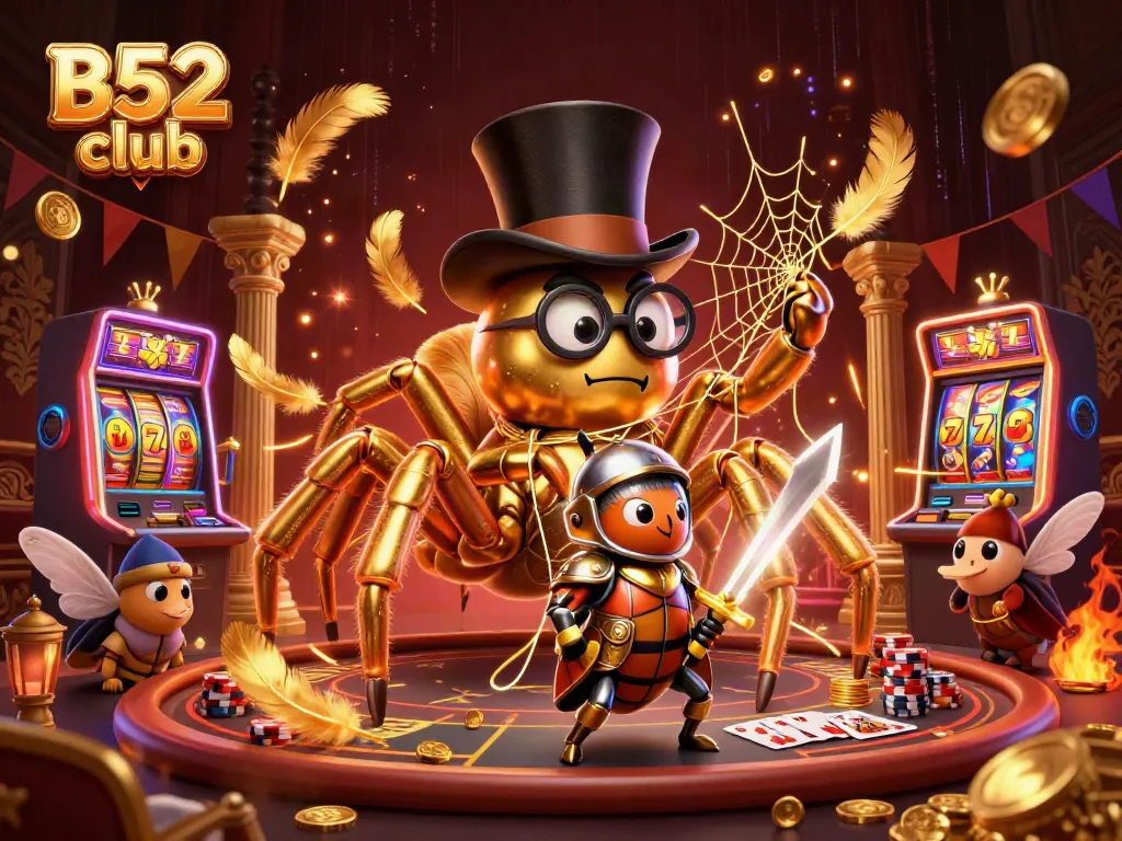 Experience thrilling action at B52 club with a dynamic casino-themed 3D illustration.