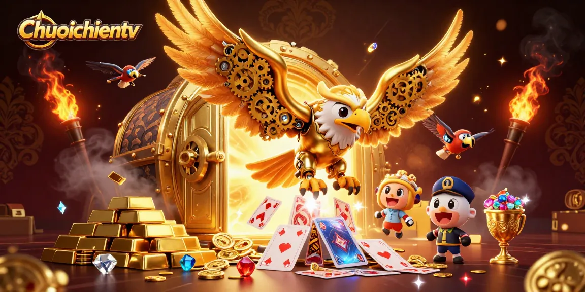 Chuoichientv elevates gaming experiences with a vibrant, dynamic casino-themed visual illustrating excitement and treasures.