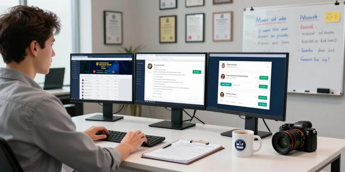 Expert reviewer analyzing gambling sites for safety at 먹튀스팟, showcasing a professional verification workspace.