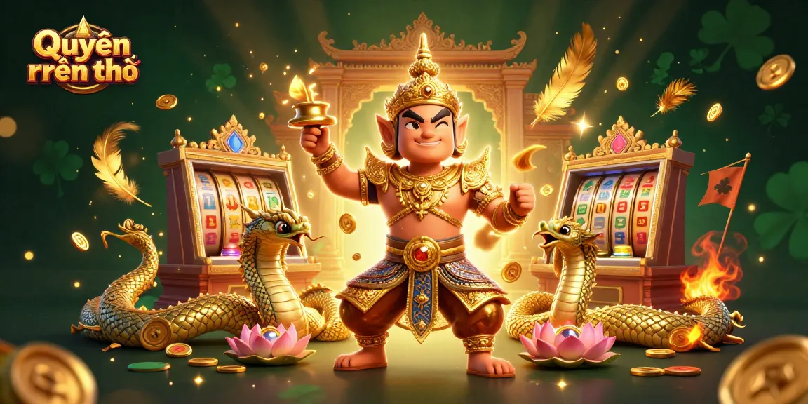 Engage in the world of Quyền riêng tư with vibrant casino elements and Thai guardian characters in a dynamic gaming scene.
