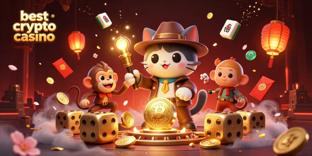 Experience the excitement of the best crypto casino with vibrant 3D characters exploring a treasure-filled temple.
