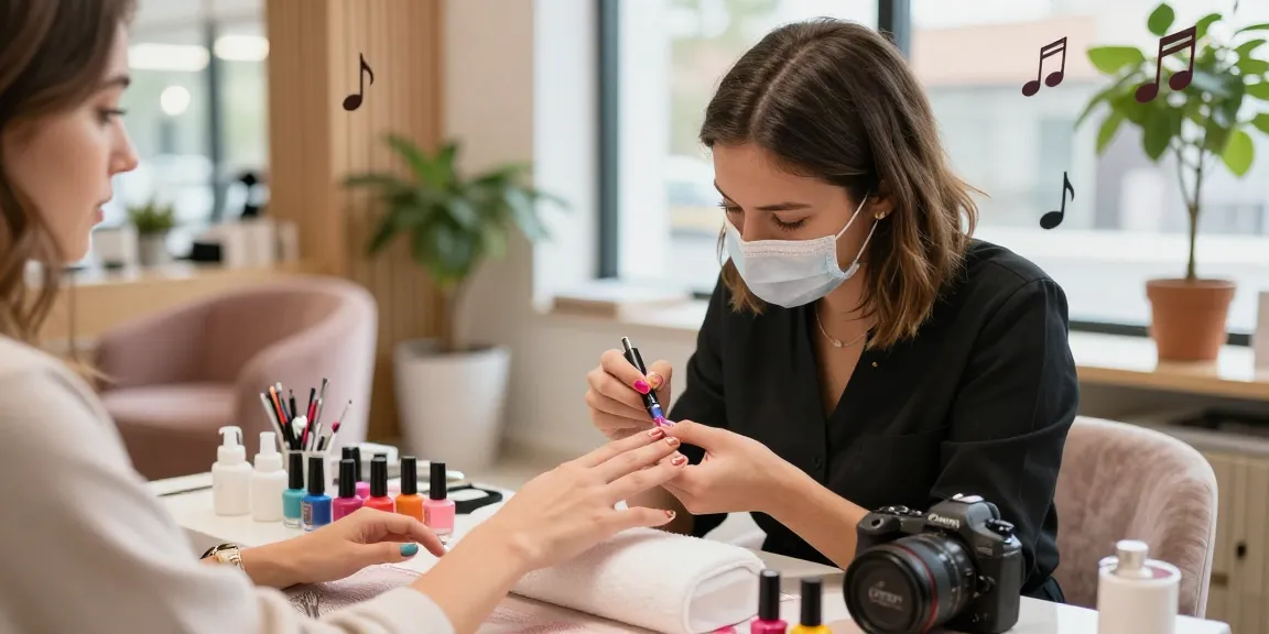 Vibrant gel manicure service at Paradise Nail Beauty with skilled technician and colorful nail polish.