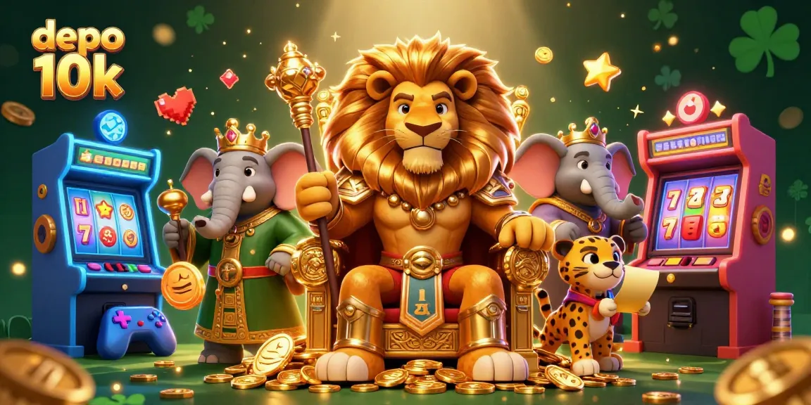 Play and win with depo 10k in a vibrant 3D casino adventure filled with lucky slots and golden treasures.