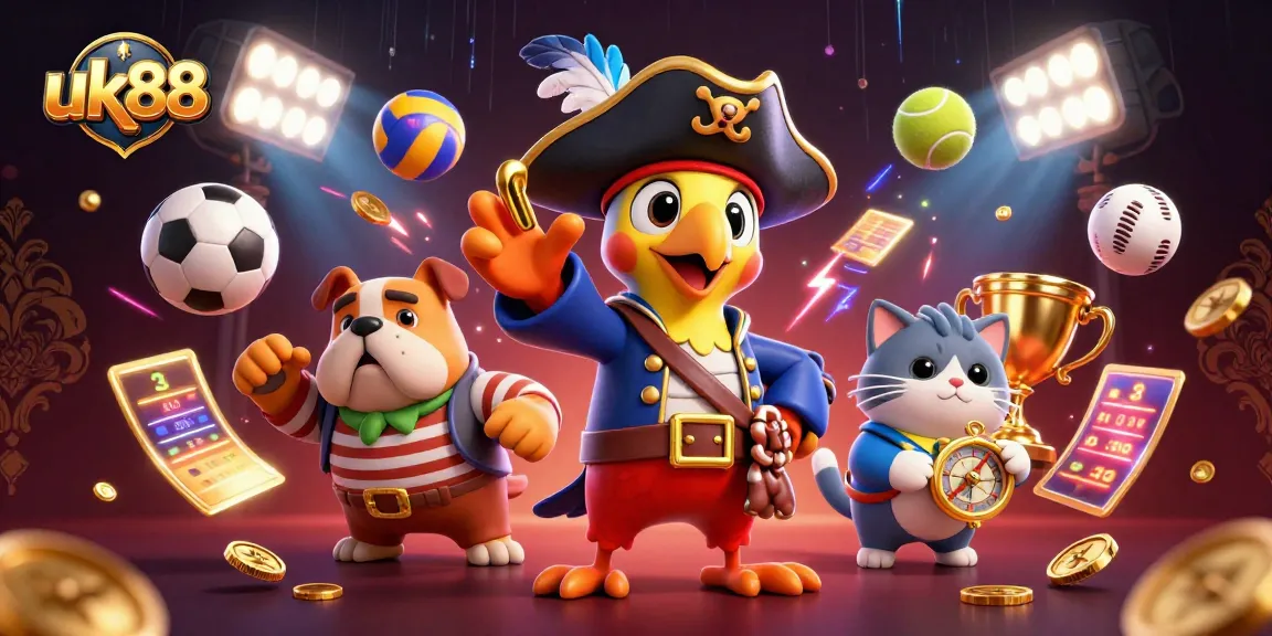 Experience thrilling action at uk88 as the pirate captain directs a vibrant sports betting scene with dynamic elements.