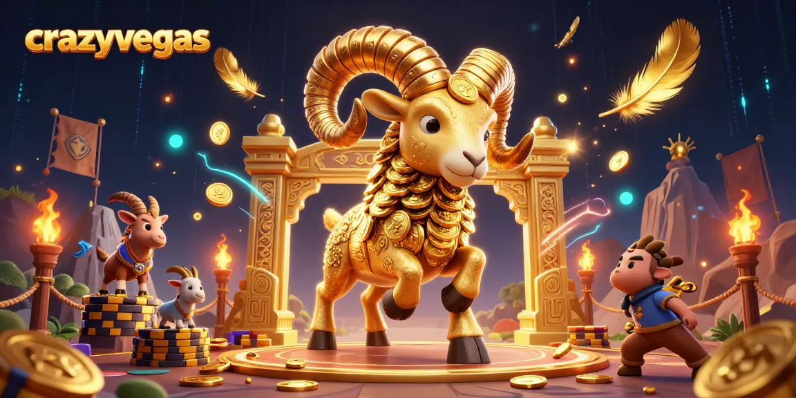 Charge into exciting gameplay at crazyvegas with a golden ram in a vibrant casino scene.