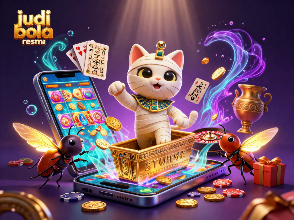 Engage in thrilling judi bola resmi with a vibrant pyramid casino scene showcasing unique characters and dynamic gaming elements.