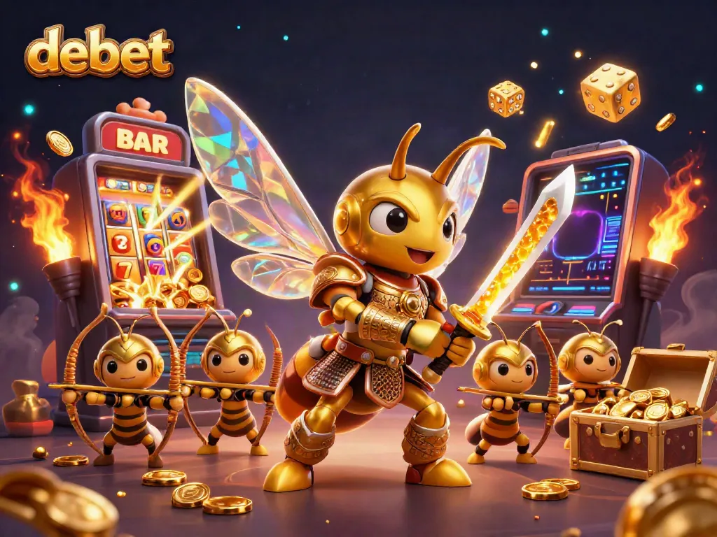 Experience the vibrant world of debet casino with a dynamic jackpot celebration illustration.