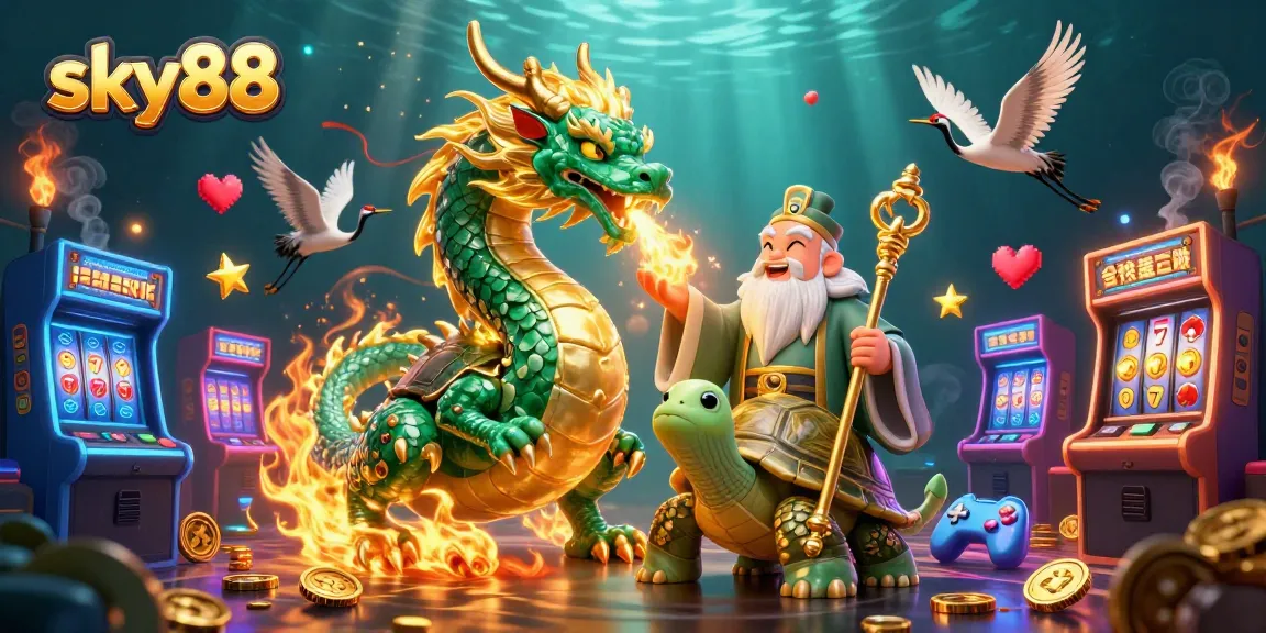 Experience immersive gaming with sky88's vibrant casino scene featuring intricate slot elements.