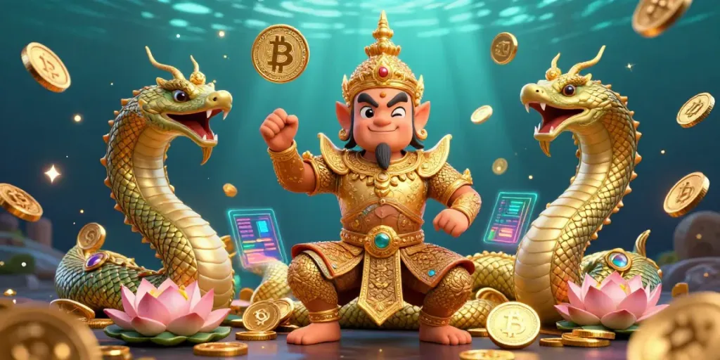 Experience engaging gameplay at a bitcoin casino with vibrant coins and colorful characters.