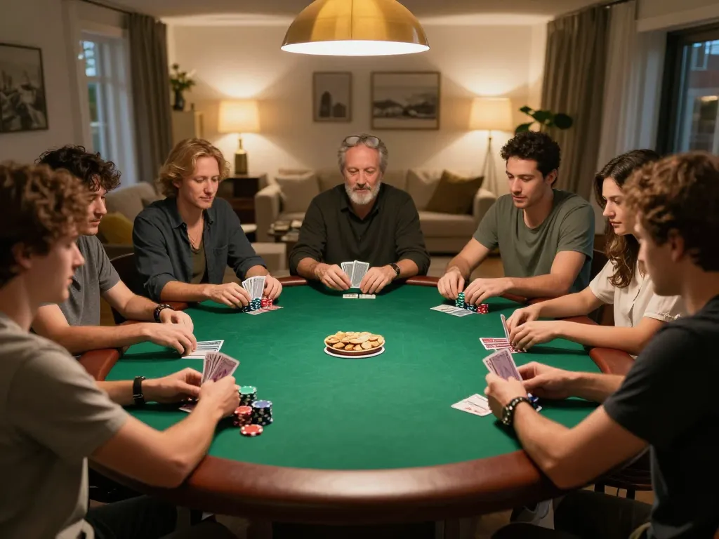 gk88 players enjoying a thrilling poker game night with vibrant chips and cards