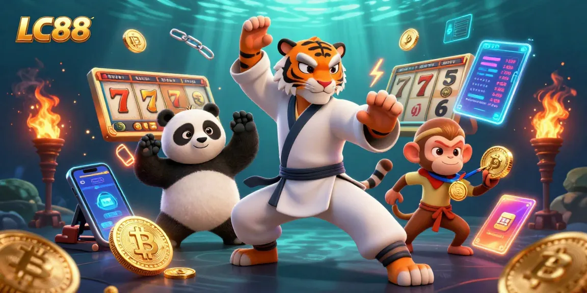 Engage with LC88's thrilling slot games featuring dynamic characters and vibrant crypto elements.