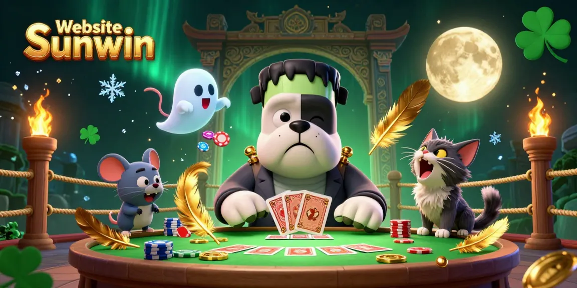 Experience thrilling gameplay at Website Sunwin as the 3D monster deals cards amidst vibrant casino elements.