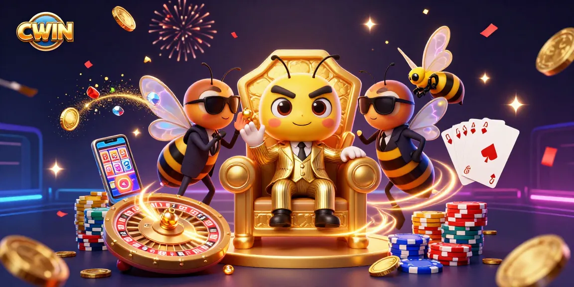 CWIN invites players to win big with exciting games and vibrant atmosphere in a dazzling casino scene.