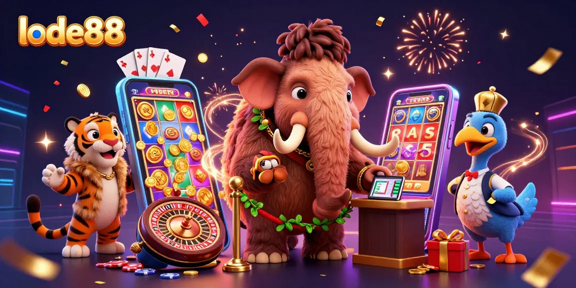 Experience thrilling gameplay at lode88 with a vibrant casino scene featuring a mammoth bouncer.