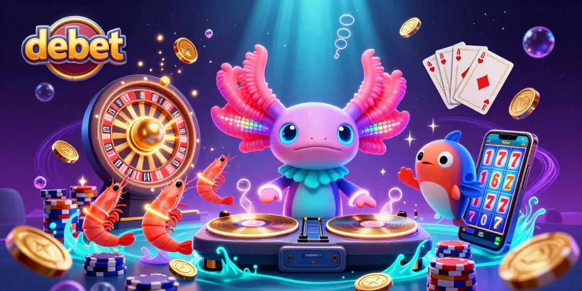 Engage with debet through lively casino vibes with 3D axolotl DJ and vibrant underwater scenes.