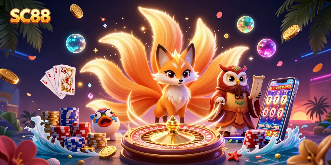 SC88 showcases thrilling casino experiences with a vibrant nine-tailed fox spirit and dynamic game elements.