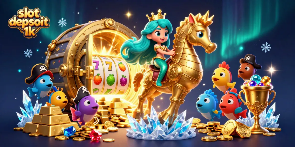 Join the excitement of the slot depsoit 1k experience as colorful characters celebrate jackpot wins among treasures.