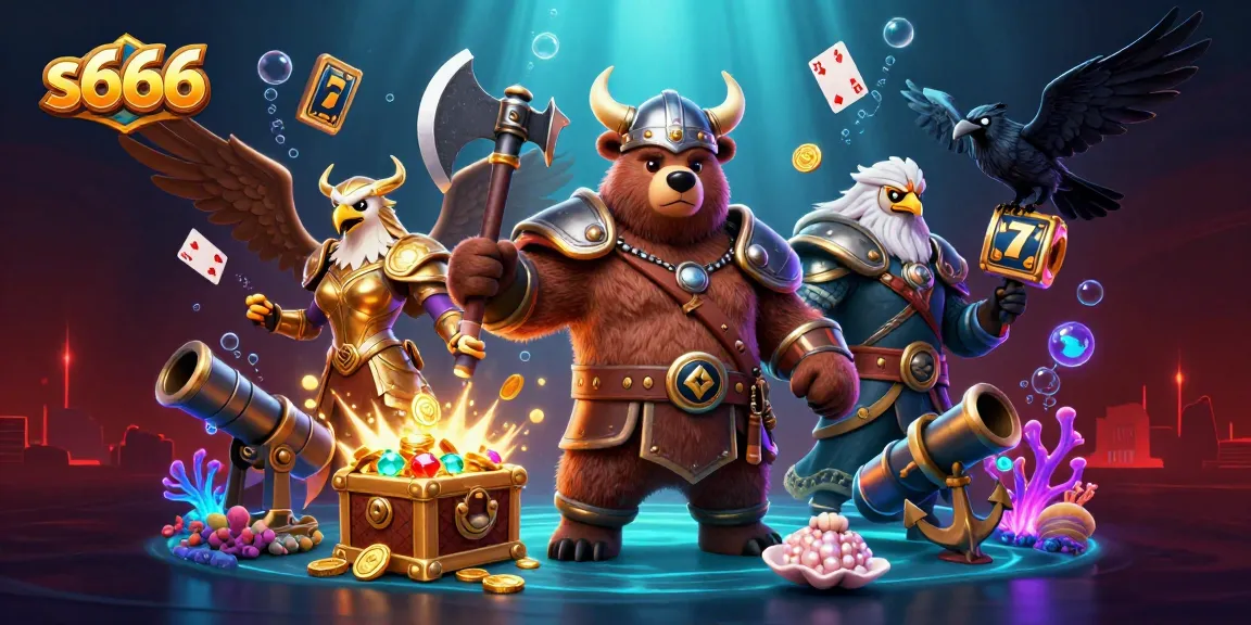 s666 Slots and Casino Adventure with Viking Bear, Valkyrie, and Treasure