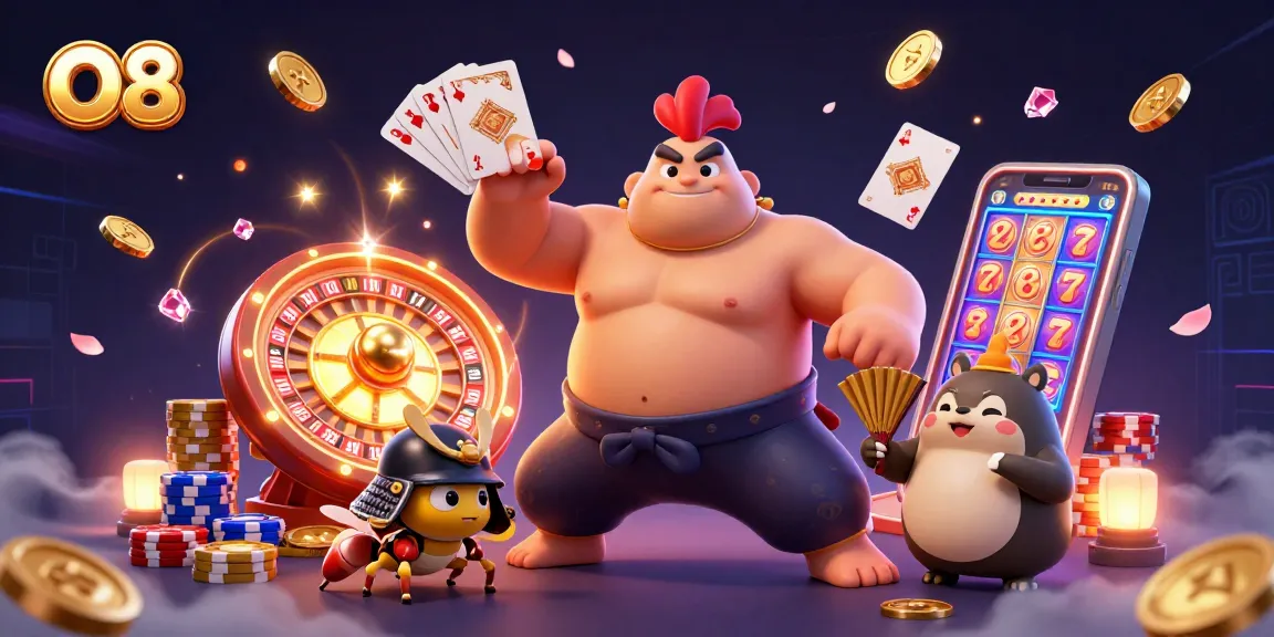 Experience thrilling action at O8 with vibrant casino characters and sparkling game elements.